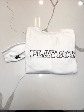 PLAYBOY White Sweatshirt with Black Logo
